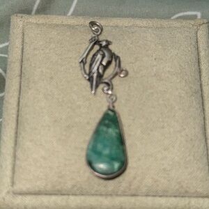 SOLD vintage sterling silver bird and turquoise pendant